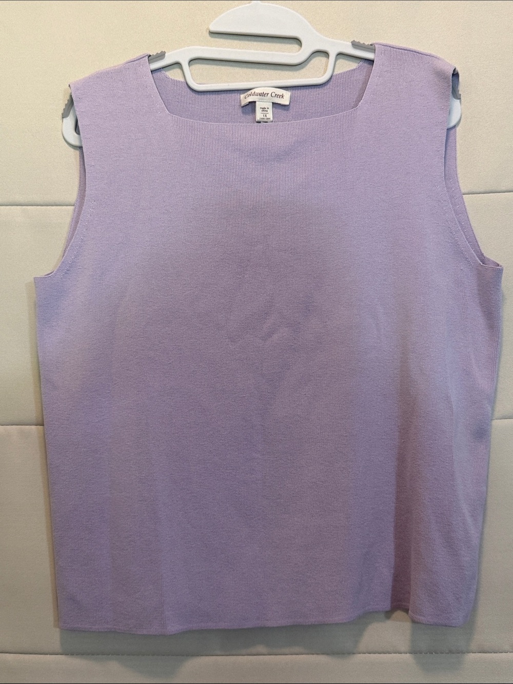 Coldwater Creek Lavender Silk Cotton Blend Sleeveless Tank Top 1X Square Neck